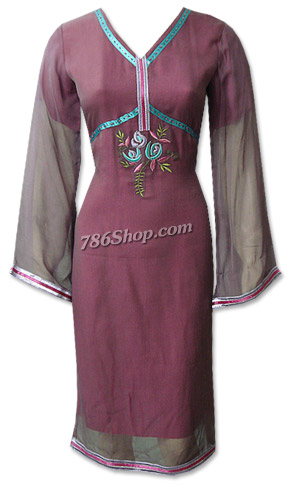  Maroon Chiffon Suit  | Pakistani Dresses in USA- Image 1