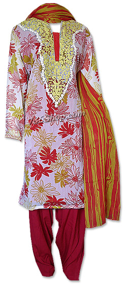 Red/white Crinkle Chiffon Suit    | Pakistani Dresses in USA