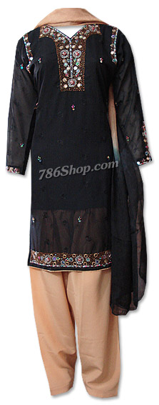  Black/Cream Chiffon Suit   | Pakistani Dresses in USA- Image 1