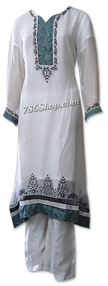 White Chiffon Suit  | Pakistani Dresses in USA- Image 1