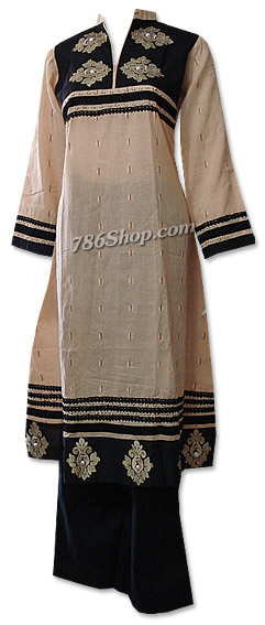  Skin/Black Khaddar Suit  | Pakistani Dresses in USA- Image 1