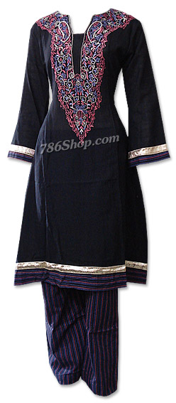  Black Khaddar Suit   | Pakistani Dresses in USA- Image 1