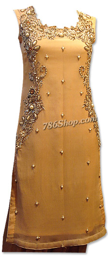  Peach Crinkle Chiffon Suit | Pakistani Dresses in USA- Image 1