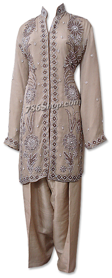  Golden Chiffon Suit | Pakistani Dresses in USA- Image 1