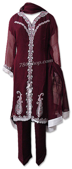  Dark Brown Chiffon Suit  | Pakistani Dresses in USA- Image 1