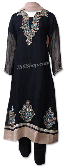  Black Chiffon Suit  | Pakistani Dresses in USA- Image 1