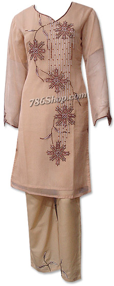  Golden Chiffon Suit | Pakistani Dresses in USA- Image 1