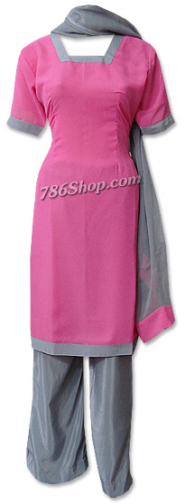  Light Magenta/Grey Georgette Suit | Pakistani Dresses in USA- Image 1