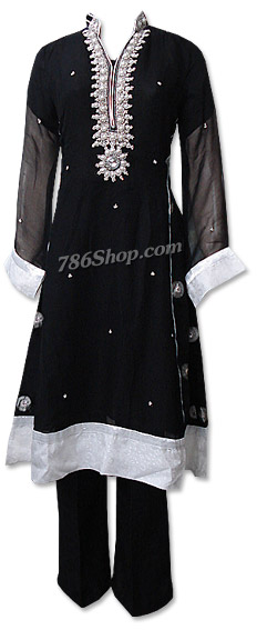  Black Chiffon Suit   | Pakistani Dresses in USA- Image 1