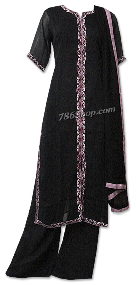  Black Chiffon Suit   | Pakistani Dresses in USA- Image 1