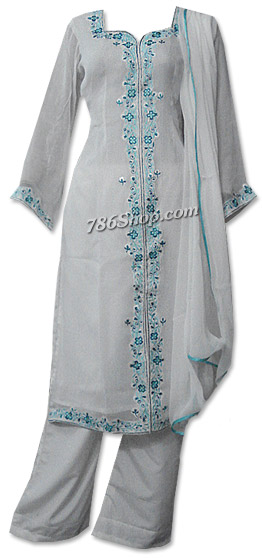  Off-White Chiffon Suit   | Pakistani Dresses in USA- Image 1