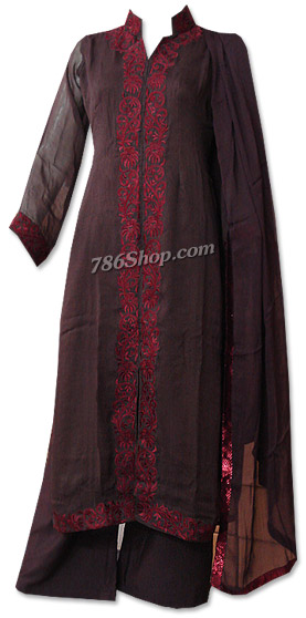  Dark Brown Chiffon Suit | Pakistani Dresses in USA- Image 1