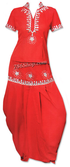  Red Chiffon Suit    | Pakistani Dresses in USA- Image 1