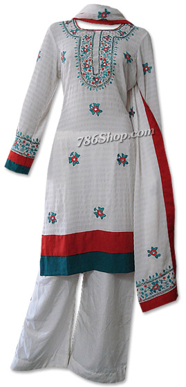  White Georgette Suit  | Pakistani Dresses in USA- Image 1