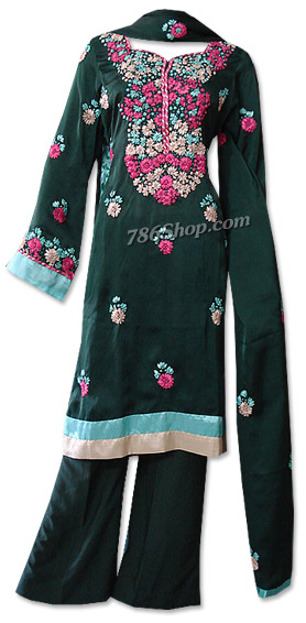  Dark Green Georgette Suit  | Pakistani Dresses in USA- Image 1