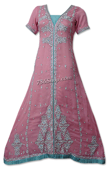  Pink Crinkle Chiffon Suit | Pakistani Dresses in USA- Image 1