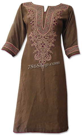  Brown Chiffon Suit  | Pakistani Dresses in USA- Image 1