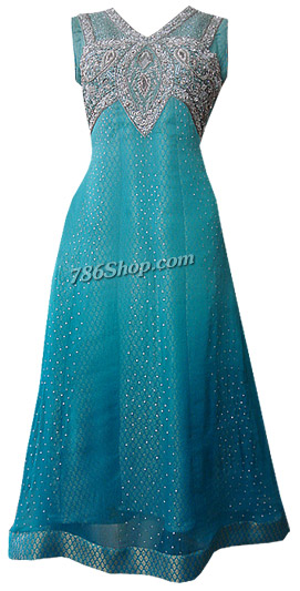  Turquoise Chiffon Suit | Pakistani Dresses in USA- Image 1
