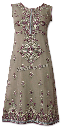  Fawn Crinkle Chiffon Suit  | Pakistani Dresses in USA- Image 1