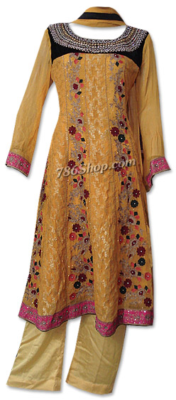  Mustard Jamawar Chiffon Suit  | Pakistani Dresses in USA- Image 1