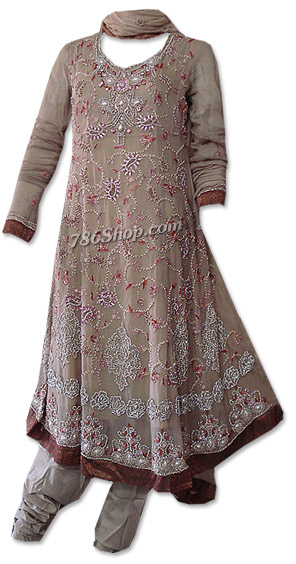  Fawn Crinkle Chiffon Suit   | Pakistani Dresses in USA- Image 1