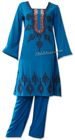  Blue Georgette Suit  | Pakistani Dresses in USA- Image 1