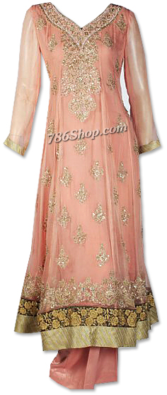  Peach Crinkle Chiffon Suit  | Pakistani Dresses in USA- Image 1