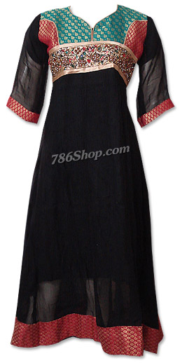  Black Chiffon Suit  | Pakistani Dresses in USA- Image 1