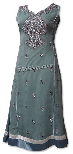  Grey Chiffon Suit  | Pakistani Dresses in USA- Image 1