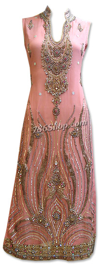  Pink Crinkle Chiffon Suit   | Pakistani Dresses in USA- Image 1