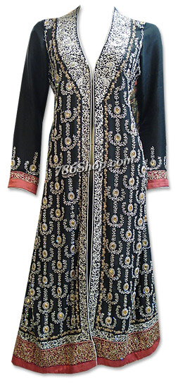  Black Crinkle Chiffon Suit  | Pakistani Dresses in USA- Image 1