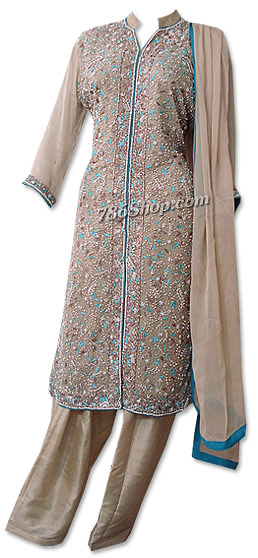  Golden Crinkle Chiffon Suit  | Pakistani Dresses in USA- Image 1