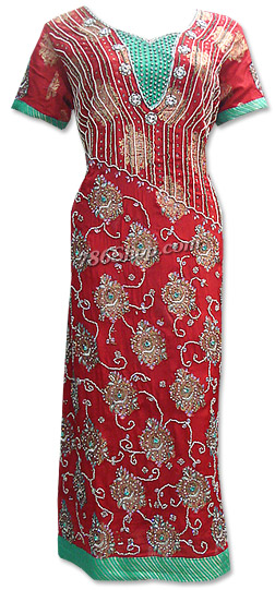  Red Silk Suit | Pakistani Dresses in USA- Image 1