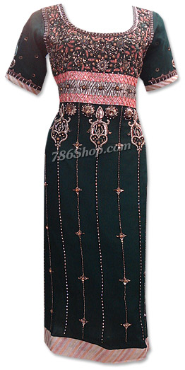  Black Crinkle Chiffon Suit | Pakistani Dresses in USA- Image 1