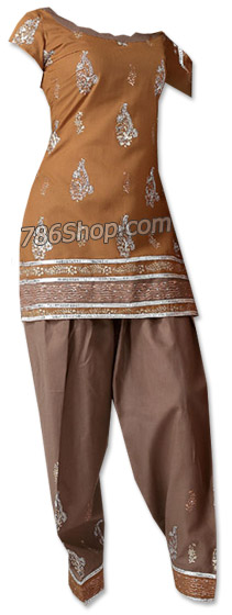  Brown Cotton Suit   | Pakistani Dresses in USA- Image 1