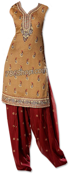  Brown/Maroon Georgette Suit   | Pakistani Dresses in USA- Image 1