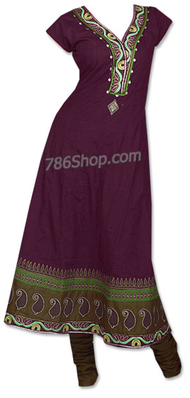  Dark Magenta/Olive Georgette Suit   | Pakistani Dresses in USA- Image 1