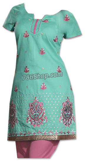  Sea Green/Pink Georgette Suit  | Pakistani Dresses in USA- Image 1