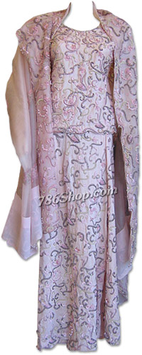  Pink Raw Silk Lehnga | Pakistani Wedding Dresses USA- Image 1