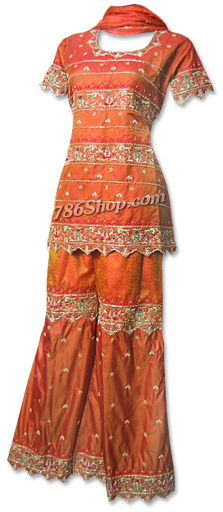  Katan Silk Sharara  | Pakistani Wedding Dresses USA- Image 1
