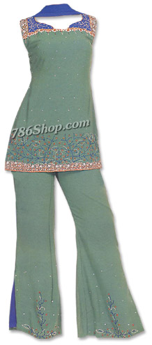  Green Georgette Trouser Suit | Pakistani Dresses in USA- Image 1