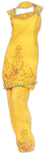  Yellow Georgette Trouser Suit | Pakistani Dresses in USA- Image 1