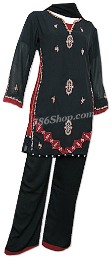  Black Georgette Trouser Suit | Pakistani Dresses in USA- Image 1