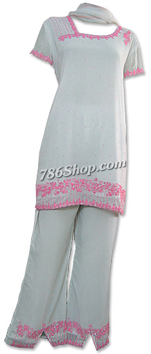  White Georgette Trouser Suit | Pakistani Dresses in USA- Image 1