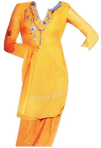  Yellow Chiffon Suit | Pakistani Dresses in USA- Image 1