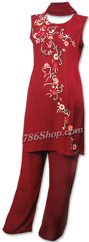  Maroon Georgette Trouser Suit | Pakistani Dresses in USA- Image 1