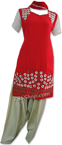  Red/Skin Georgette Suit | Pakistani Dresses in USA- Image 1