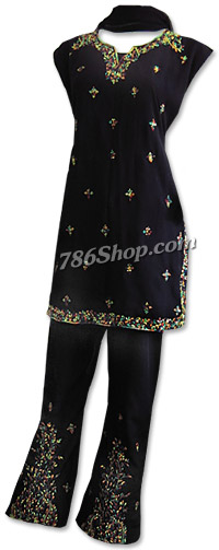  Black Georgette Trouser Suit | Pakistani Dresses in USA- Image 1