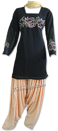  Black/Skin Georgette Suit | Pakistani Dresses in USA- Image 1