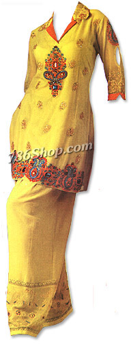  Lime Yellow Georgette Suit | Pakistani Dresses in USA- Image 1